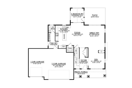 Floor Plan - Main Floor for Country House Plan #1064-275 - 4 bed, 2.5 bath