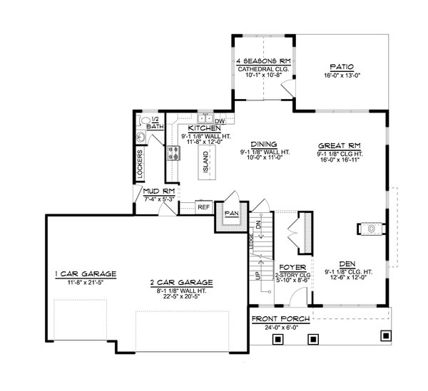 House Design - Country Floor Plan - Main Floor Plan #1064-275