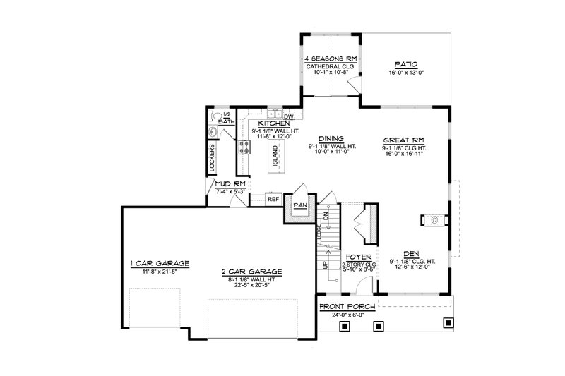 Architectural House Design - Floor Plan - Main Floor for Country House Plan #1064-275 - 4 bed, 2.5 bath