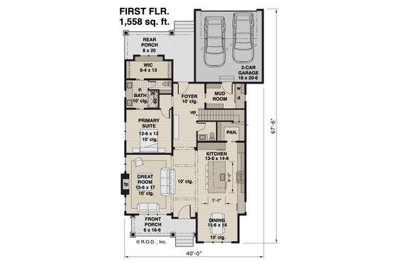 Floor Plan - Main Floor for Farmhouse House Plan #51-1261 - 3 bed, 3.5 bath