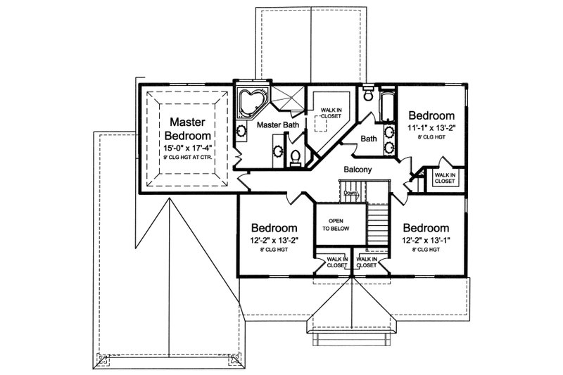 House Blueprint - Floor Plan - Upper Floor for Country House Plan #46-923 - 4 bed, 2.5 bath