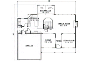 Floor Plan - Main Floor for Traditional House Plan #67-512 - 4 bed, 2.5 bath