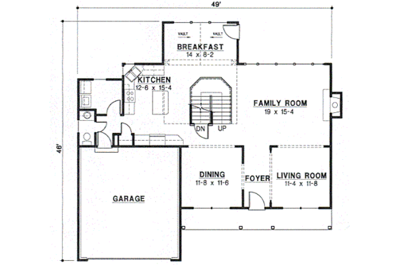 Floor Plan - Main Floor for Traditional House Plan #67-512 - 4 bed, 2.5 bath