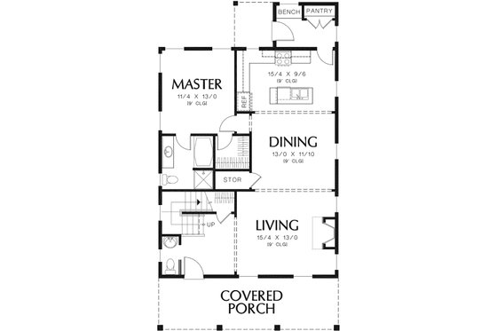 Floor Plan - Main Floor for Beach House Plan #48-974 - 3 bed, 2.5 bath
