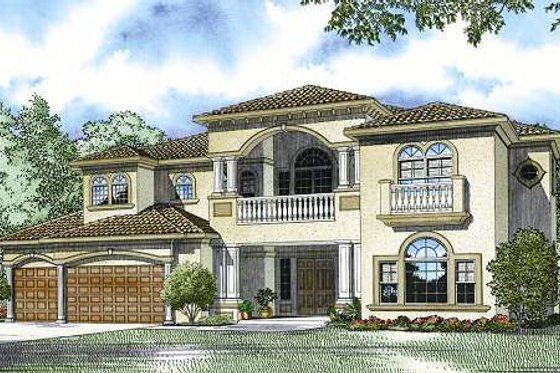 Exterior - Front Elevation for Mediterranean House Plan #420-165 - 5 bed, 5 bath