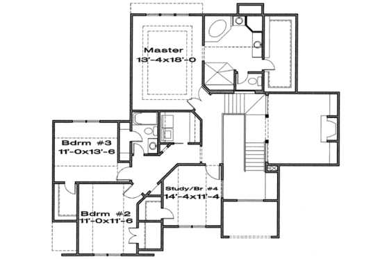 Floor Plan - Upper Floor for Traditional House Plan #6-102 - 4 bed, 2.5 bath