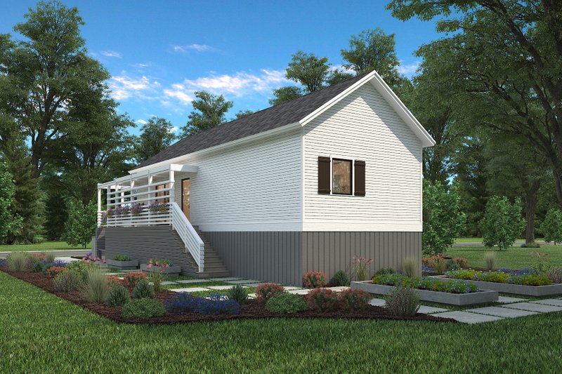 House Blueprint - Exterior - Rear Elevation for Cottage House Plan #497-23 - 2 bed, 2 bath