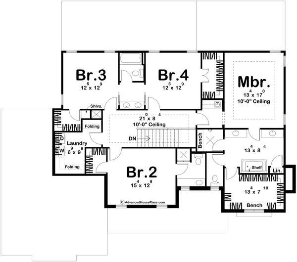 Modern Floor Plan - Upper Floor Plan #455-504