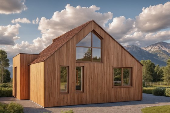 Exterior - Rear Elevation for Modern House Plan #542-13 - 3 bed, 2 bath