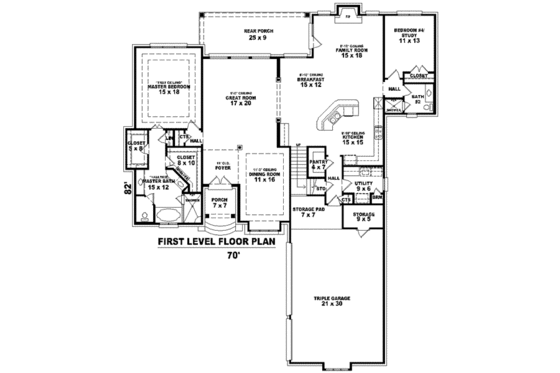 Floor Plan - Main Floor for European House Plan #81-1240 - 3 bed, 3 bath