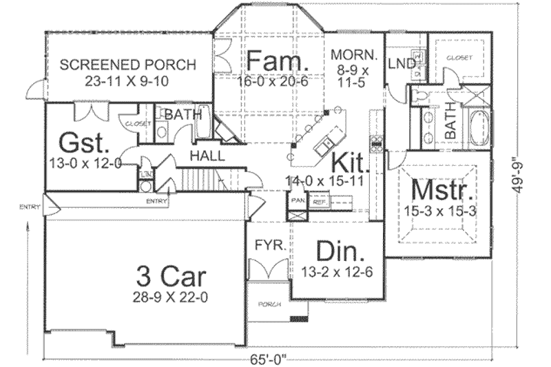 Home Plan - Floor Plan - Main Floor for Traditional House Plan #119-131 - 4 bed, 3 bath