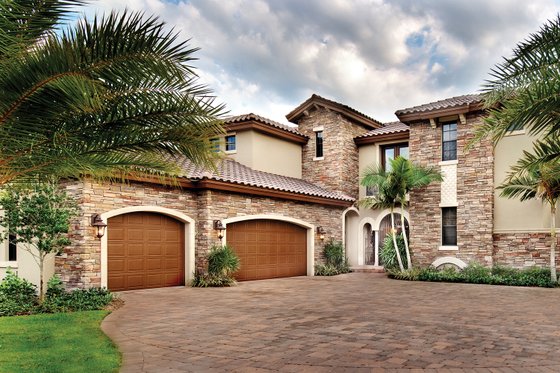 Exterior - Front Elevation 3 for Mediterranean House Plan #930-21 - 4 bed, 5 bath