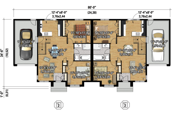 Floor Plan - Main Floor 1 for Contemporary House Plan #25-4521 - 4 bed, 2 bath