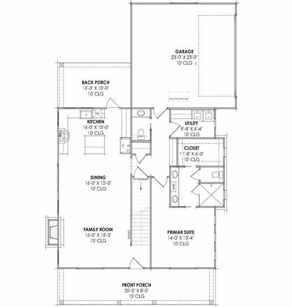 Home Plan - Floor Plan - Main Floor for Farmhouse House Plan #1096-183 - 3 bed, 2.5 bath