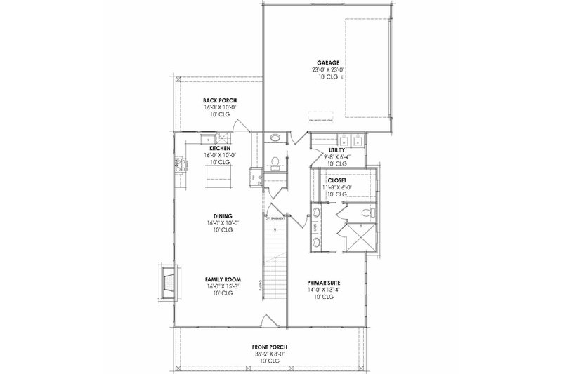 Home Plan - Floor Plan - Main Floor for Farmhouse House Plan #1096-183 - 3 bed, 2.5 bath