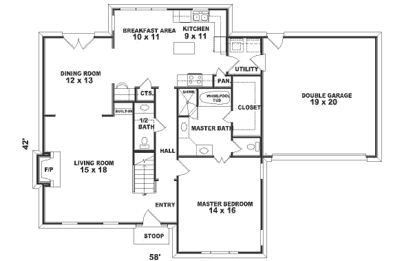 Colonial Floor Plan - Main Floor Plan #81-225
