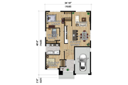 Contemporary Style House Plan - 3 Beds 1 Baths 1316 Sq/Ft Plan #25-5024 