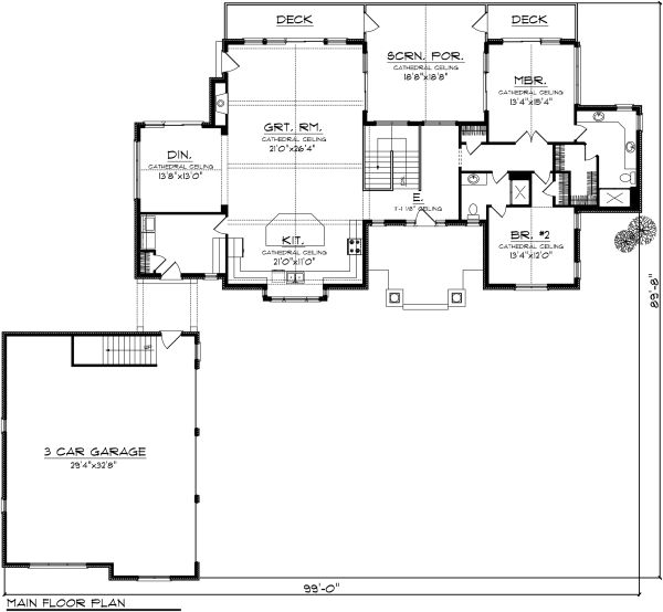 House Plan Design - Ranch Floor Plan - Main Floor Plan #70-1137