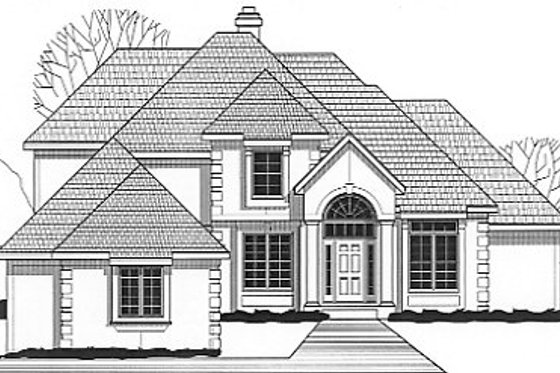 Exterior - Front Elevation for European House Plan #67-412 - 4 bed, 3.5 bath