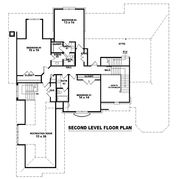 Colonial Floor Plan - Upper Floor Plan #81-1633