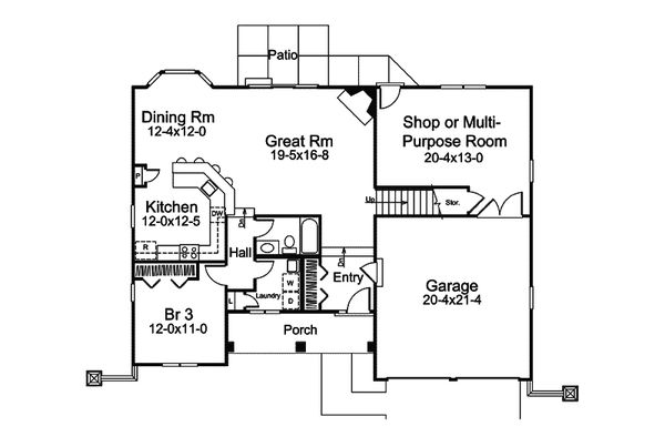 Architectural House Design - European Floor Plan - Main Floor Plan #57-676