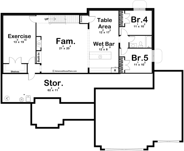 House Design - Floor Plan - Upper Floor for Modern House Plan #455-643 - 3 bed, 2 bath