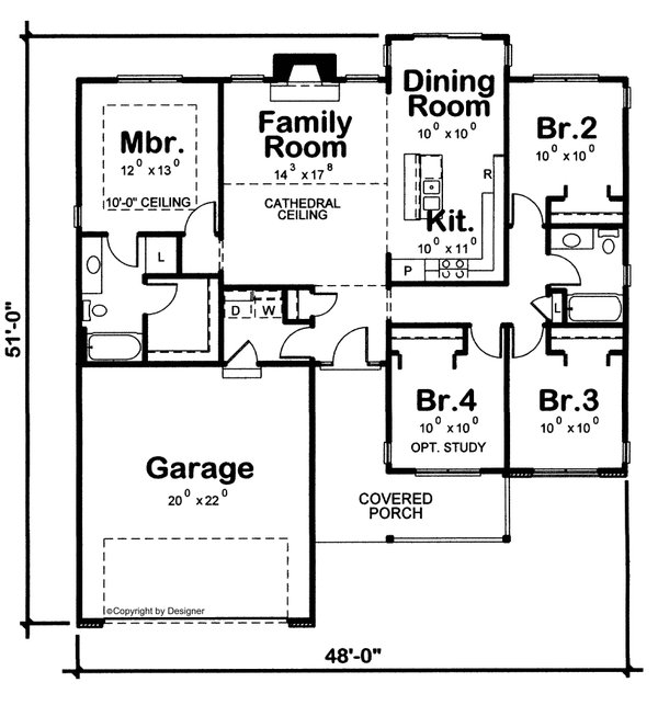 House Blueprint - Traditional Floor Plan - Main Floor Plan #20-2601