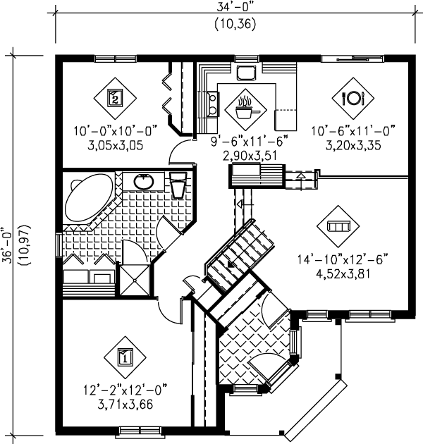 European Floor Plan - Main Floor Plan #25-1005