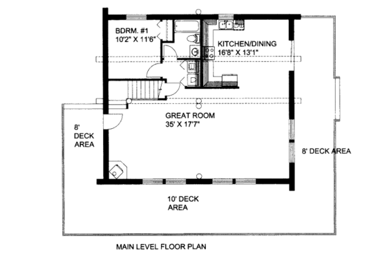Floor Plan - Main Floor for Log House Plan #117-585 - 2 bed, 1 bath