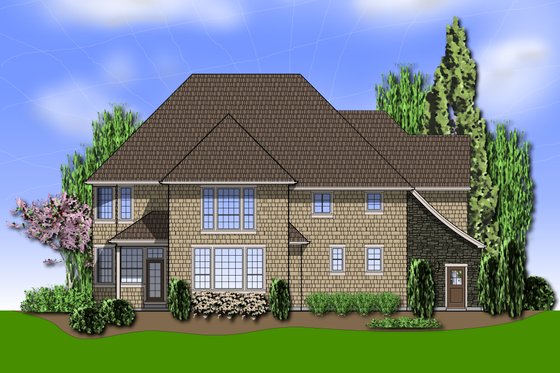 Exterior - Rear Elevation for European House Plan #48-547 - 4 bed, 3.5 bath