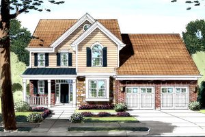 Colonial Exterior - Front Elevation Plan #46-424