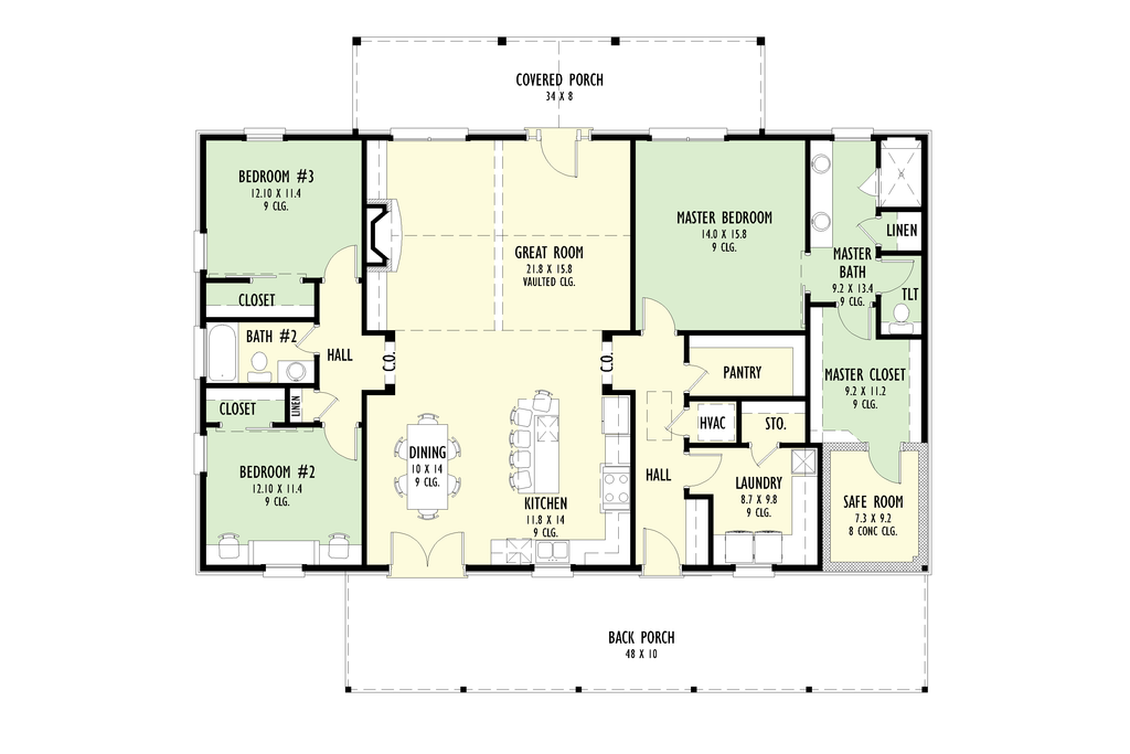 Floor Plan - Main Floor for Farmhouse House Plan #1092-67 - 3 bed, 2 bath