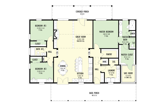 Floor Plan - Main Floor for Farmhouse House Plan #1092-67 - 3 bed, 2 bath