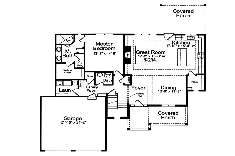 House Blueprint - Floor Plan - Main Floor for Craftsman House Plan #46-918 - 3 bed, 2.5 bath