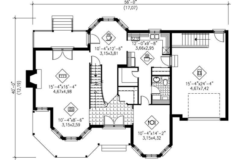 Dream House Plan - Floor Plan - Main Floor for Victorian House Plan #25-2021 - 4 bed, 1.5 bath