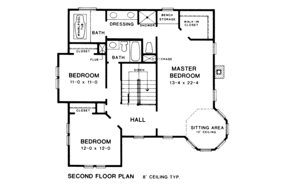 Floor Plan - Upper Floor for Victorian House Plan #10-204 - 3 bed, 2.5 bath