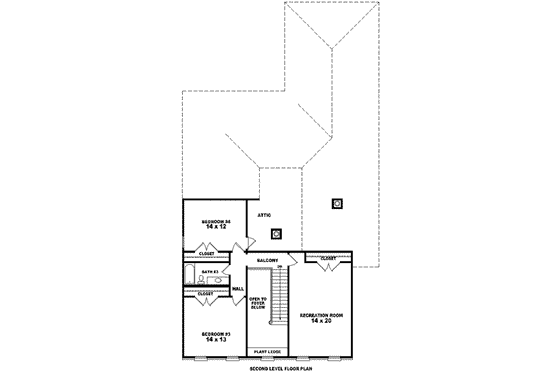 Floor Plan - Upper Floor for Colonial House Plan #81-1237 - 4 bed, 3 bath