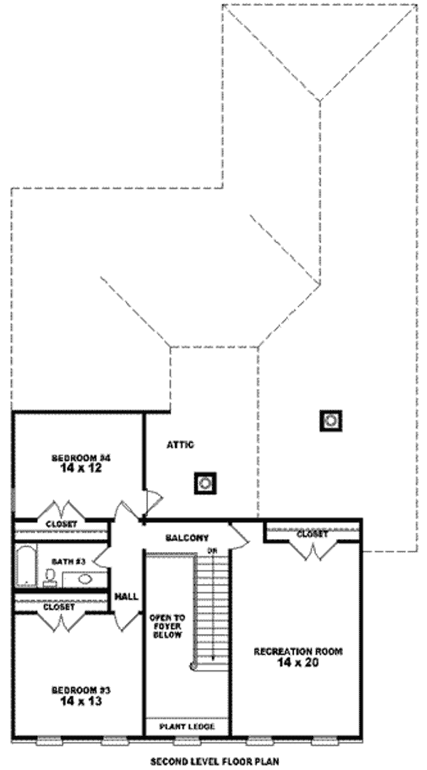 Floor Plan - Upper Floor for Colonial House Plan #81-1237 - 4 bed, 3 bath