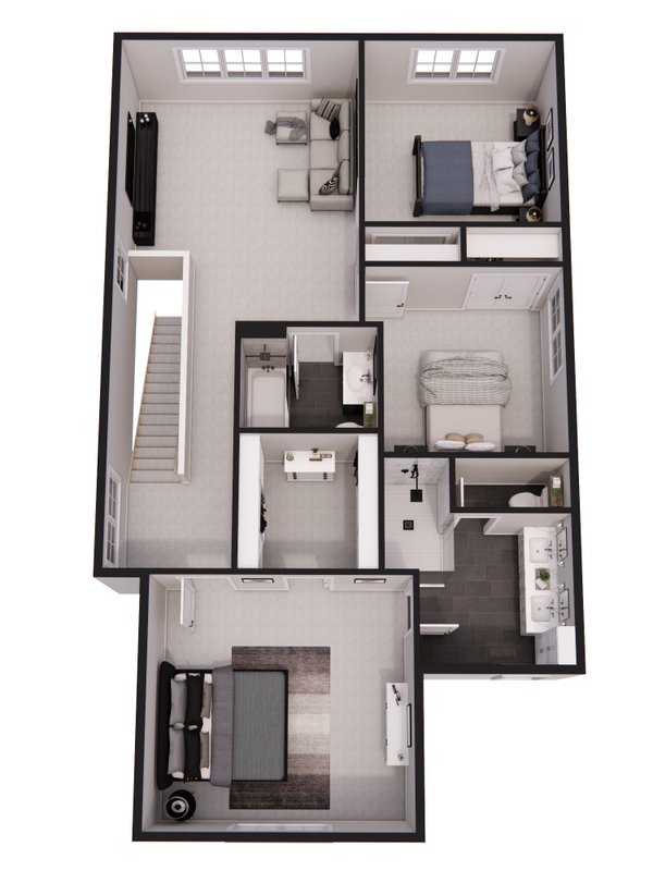 Dream House Plan - Floor Plan - Upper Floor 1 for Farmhouse House Plan #51-1542 - 3 bed, 2.5 bath