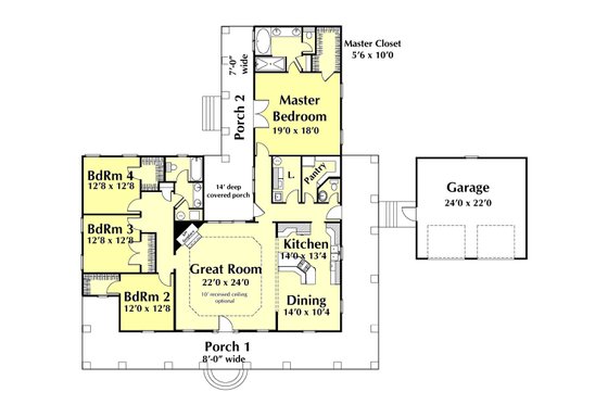 Floor Plan - Main Floor for Country House Plan #44-174 - 4 bed, 2.5 bath