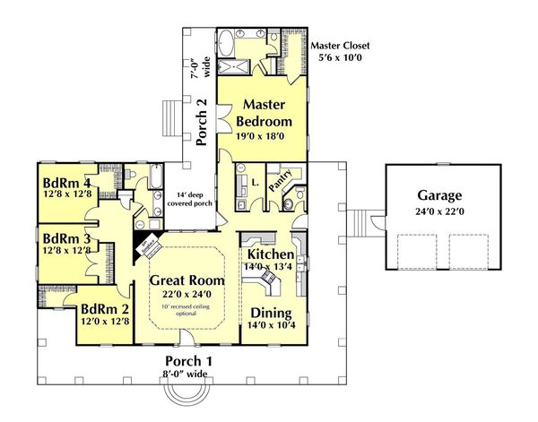 Architectural House Design - Country Floor Plan - Main Floor Plan #44-174