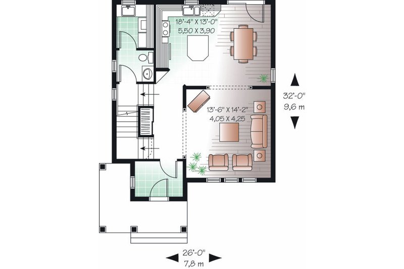 Home Plan - Floor Plan - Main Floor for Traditional House Plan #23-740 - 3 bed, 1.5 bath