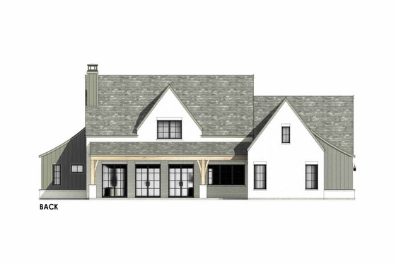 Exterior - Rear Elevation 2 for Tudor House Plan #1096-41 - 4 bed, 4.5 bath