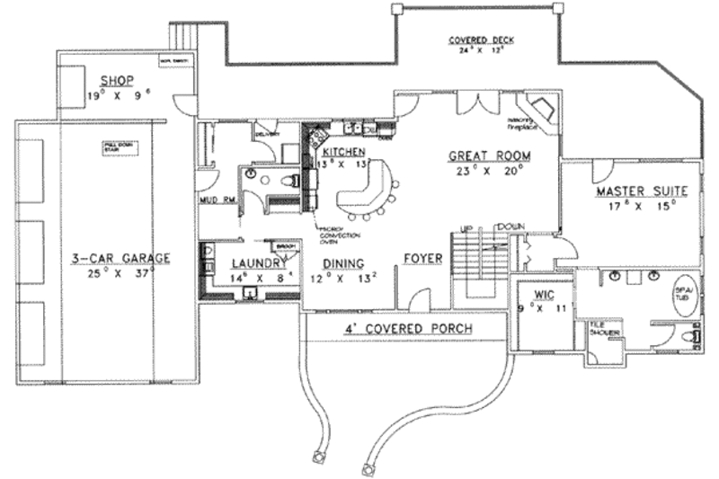 Dream House Plan - Floor Plan - Main Floor for Modern House Plan #117-277 - 3 bed, 3 bath