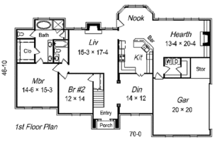 Floor Plan - Main Floor for European House Plan #329-273 - 4 bed, 3 bath