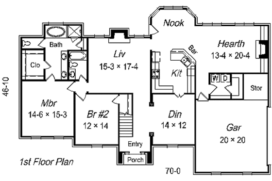 Floor Plan - Main Floor for European House Plan #329-273 - 4 bed, 3 bath