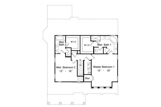 Floor Plan - Upper Floor for European House Plan #417-284 - 2 bed, 2.5 bath