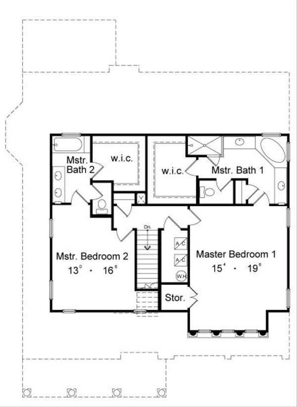 House Blueprint - European Floor Plan - Upper Floor Plan #417-284