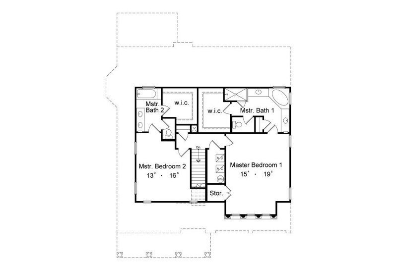 House Blueprint - Floor Plan - Upper Floor for European House Plan #417-284 - 2 bed, 2.5 bath