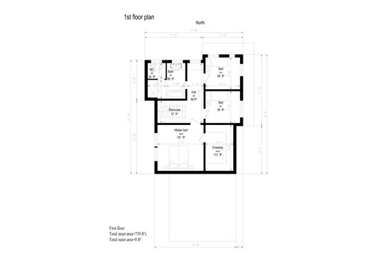 Floor Plan - Upper Floor for Modern House Plan #549-13 - 3 bed, 1 bath